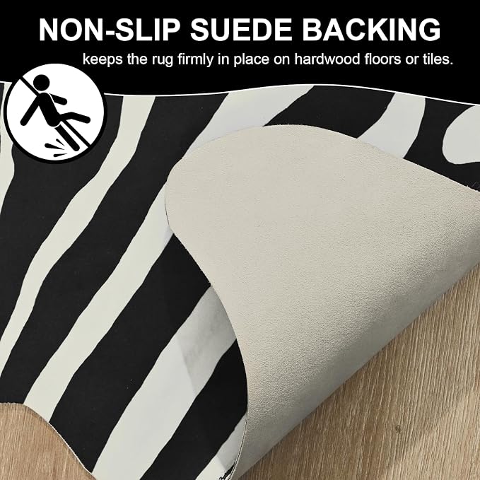 BENRON Premium Zebra Rugs for Living Room Bedroom, Non-Slip Throw Rug for Home - Image 6