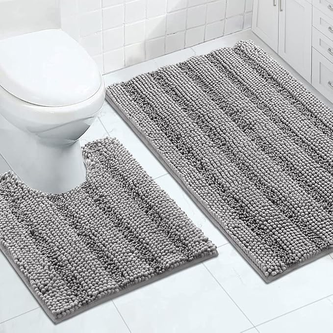Turquoize Chenille Bathroom Rugs Set Non-Slip Bath Mats by Turquoize
