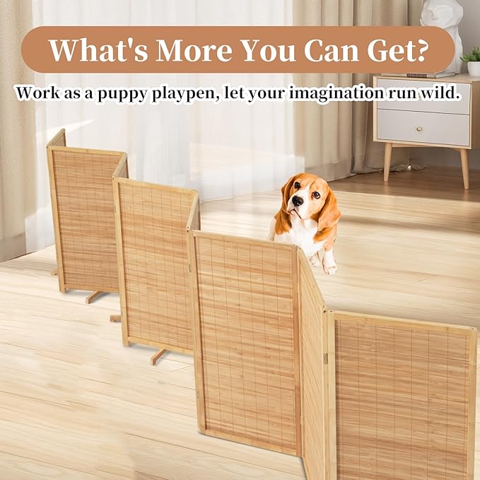 Room Divider Folding Privacy Screens, Hand-Made 67'' High Bamboo Room Dividers - Image 6