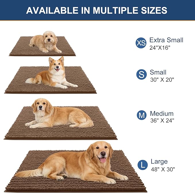 OLANLY Dog Door Mat for Muddy Paws 70x24, Ultra Absorbent Chenille Mud Doormat - Image 2