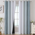 Estelar Textiler Stone Blue and Greyish White Blackout Curtains 96 Inches Long by ESTELARTEXTILER