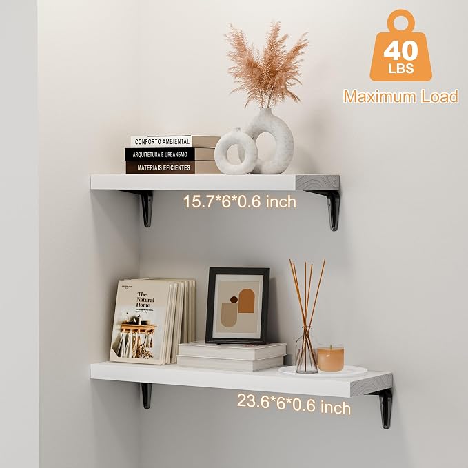 SKYSEN Floating Shelves for Wall Set of 6, 23.6in Wood Wall Shelf for Decor - Image 4