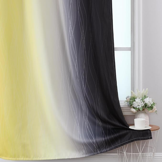 Estelar Textiler Black and Yellow Blackout Curtains 54 Inches Long, Full Light - Image 6