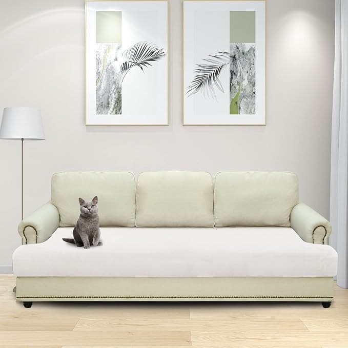 MAXIJIN Velvet Stretch Couch Cushion Covers Soft Sofa Cushion Cover Replacement - Image 7