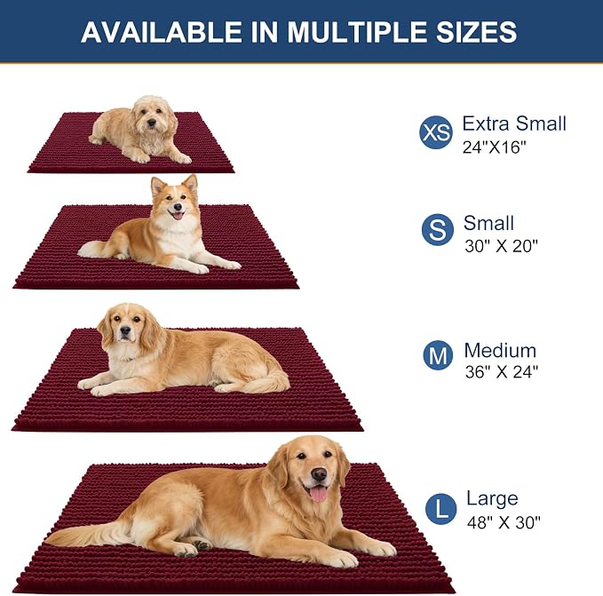 OLANLY Dog Door Mat for Muddy Paws 44x24, Ultra Absorbent Chenille Mud Doormat - Image 2