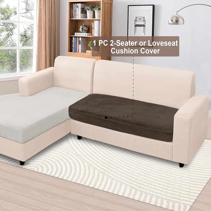 NAISI Couch Cushion Covers 1 Piece Velvet Stretch Loveseat Cover or 2 Seat Sofa - Image 2