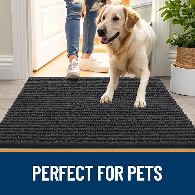 OLANLY Dog Door Mat for Muddy Paws 59x24, Ultra Absorbent Chenille Mud Doormat - Image 6