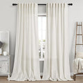 Cream Linen Curtains 103 Inches Long 2 Panels Set by Nanspring