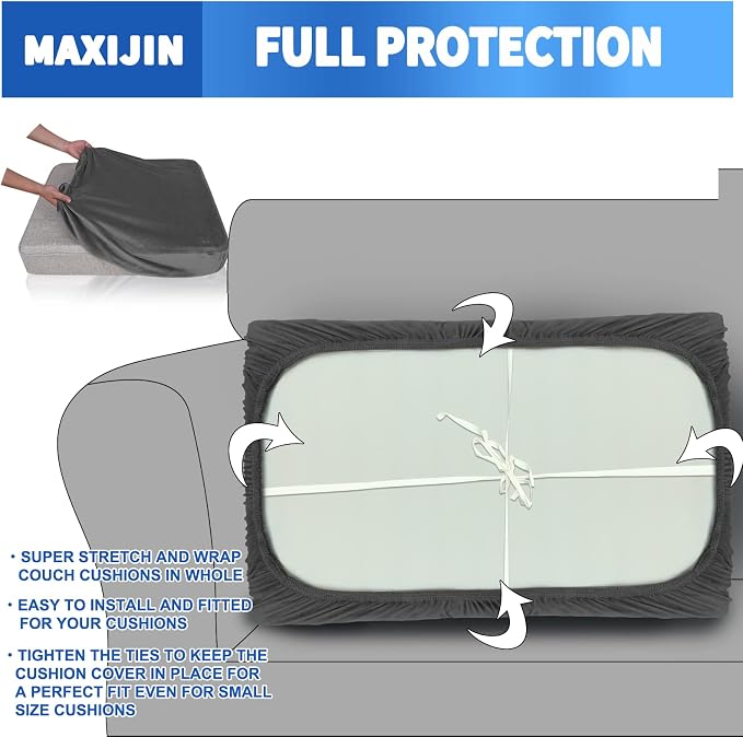 MAXIJIN Velvet Stretch Couch Cushion Covers Soft Loveseat Cushion Cover - Image 3