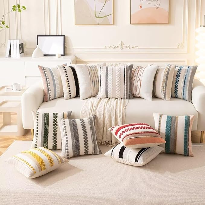 Boho Throw Pillow Covers 18x18 Set of 2 Christmas Decorative Cushion Case - Image 6