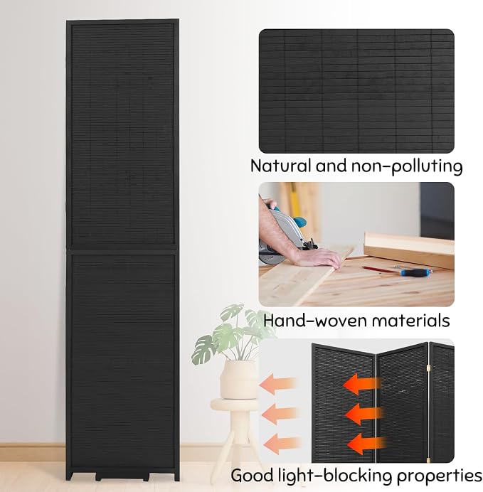 Bamboo Room Divider Folding Privacy Screens, Wall Divider - Image 3