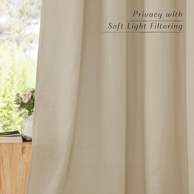 NICETOWN Thick Linen Blend Curtains Flax Textured - Image 5