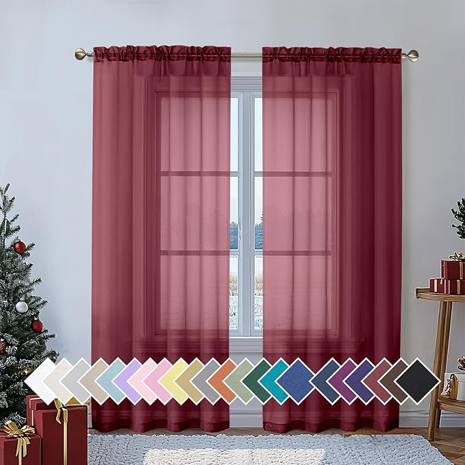 Aiyufeng Sheer Voile Window Treatment Rod Pocket Curtain Panels by Aiyufeng