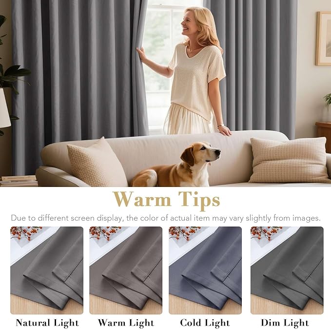 H.VERSAILTEX Solid Grey Color Thermal Insulated Blackout Curtains Metal Grommet - Image 5