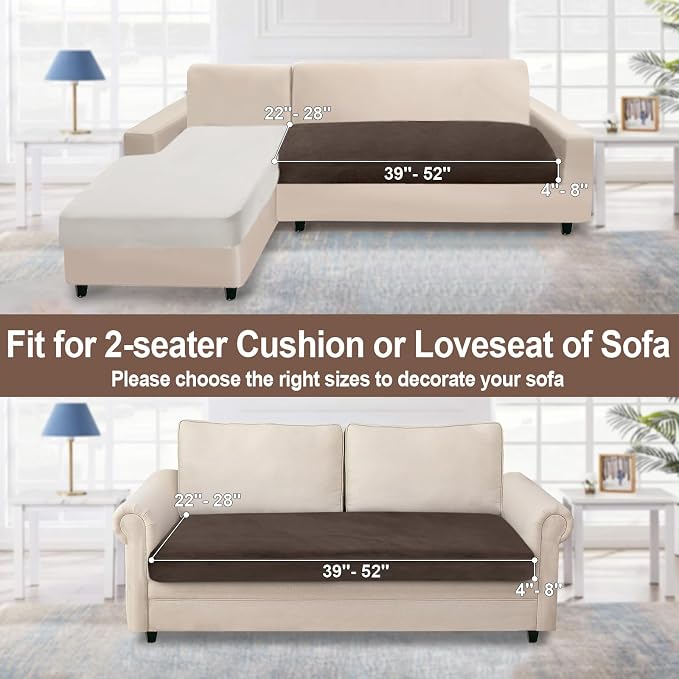 NAISI Couch Cushion Covers 1 Piece Velvet Stretch Loveseat Cover or 2 Seat Sofa - Image 4