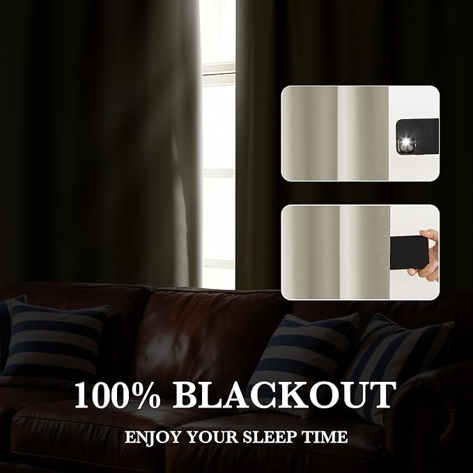 RYB HOME 100% Blackout Bathroom Curtains Over Sink 30 inches Long, Heat & UV - Image 5