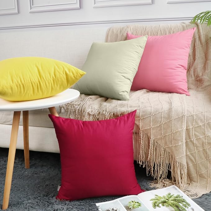 Thmyo 4-Pack 100% Cotton Comfortable Solid Decorative Throw Pillow Case Square - Image 3