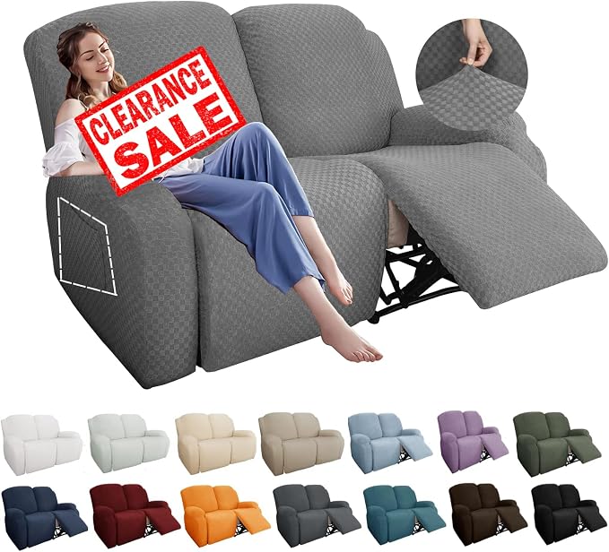 YEMYHOM 6 Pieces Stretch Loveseat Recliner Slipcover Jacquard Recliner Sofa by YEMYHOM