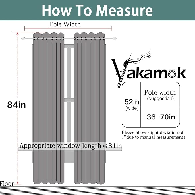Yakamok 84 Inch Long Light Blocking Blackout Curtains, Room Darkening Thermal - Image 7