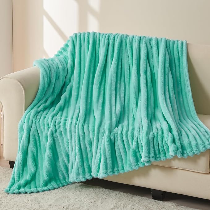 NEWCOSPLAY Super Soft Twin Blanket Aqua Premium Silky Flannel Fleece 3D Ribbed - Image 3