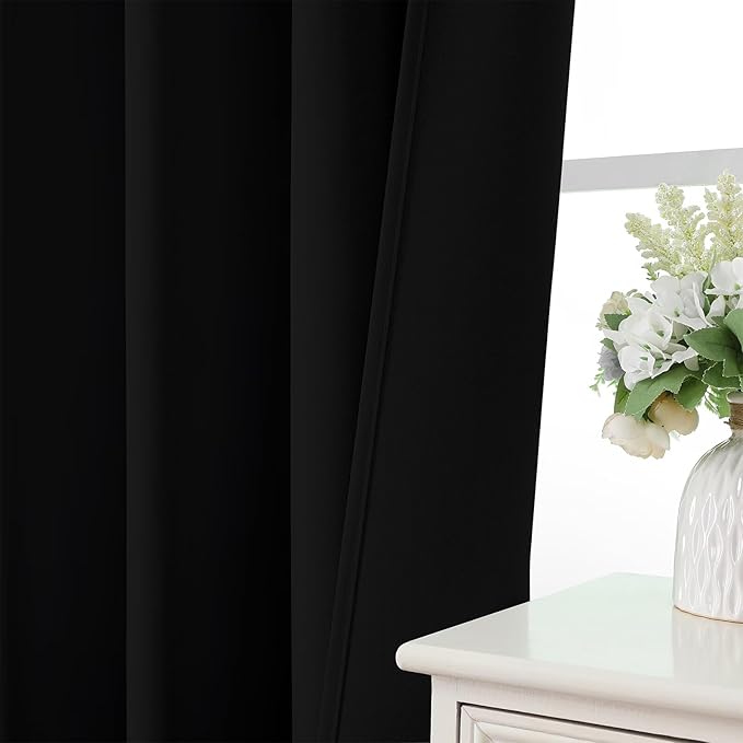 CUCRAF Black Blackout Curtains 96 inch Length 2 Panels Set, Rod Pocket Room - Image 6