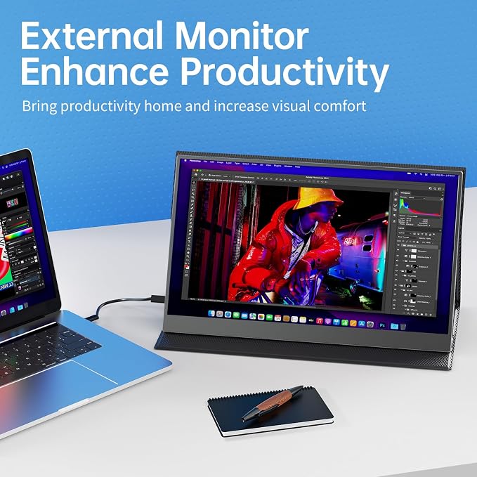 VisionOwl Portable Monitor 15.6 Inch 1080P FHD 85% sRGB Second Screen, USB-C - Image 2