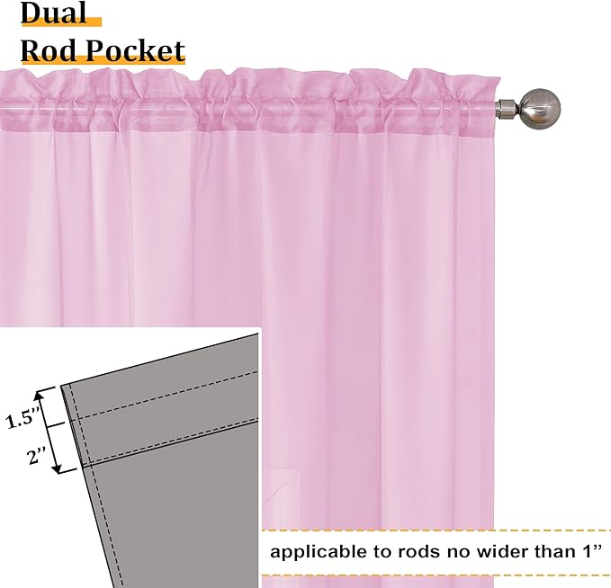Aiyufeng Pink Short Curtains Sheer Bathroom - Image 3