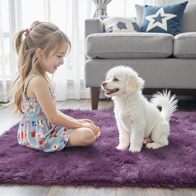 Area Rugs 9x12 Living Room, Shaggy Carpet Soft Plush Furry Bedside Rug Large - Image 7