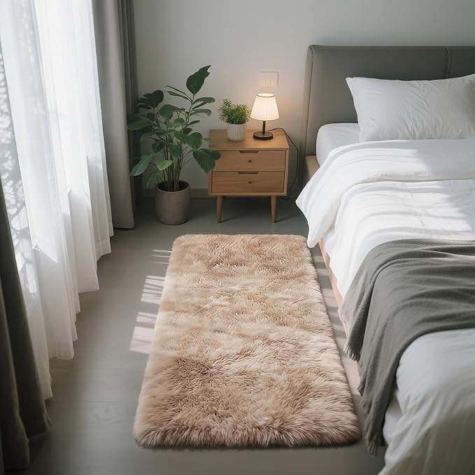 Fluffy Rug Shaggy Area Rug, Mottling Beige 3x5 Area Rugs by Yongyangjuxi
