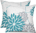 DFXSZ Blue and Grey Floral Pillow Covers 16x16 Set of 2 Outdoor Waterproof by DFXSZ