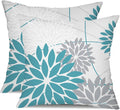 DFXSZ Blue and Grey Floral Pillow Covers 20x20 Set of 2 Outdoor Waterproof by DFXSZ