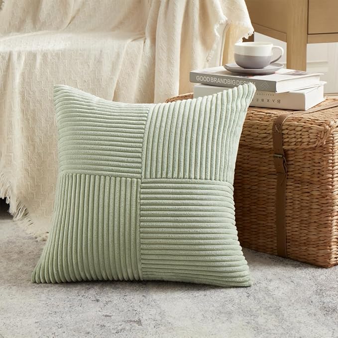 Fancy Homi 2 Packs Sage Green Decorative Throw Pillow Covers 18x18 Inch - Image 2