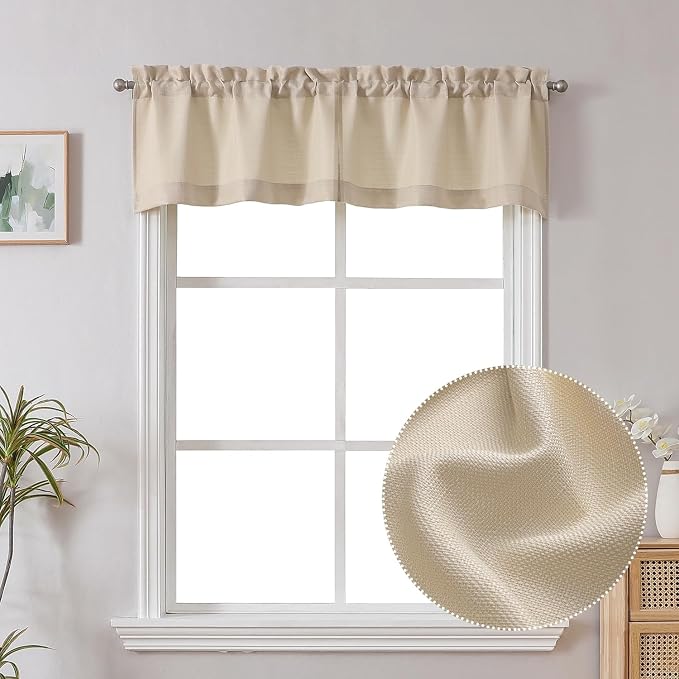 Chyhomenyc Valance for Windows, Faux Linen Slub Textured Small Valance for by Chyhomenyc