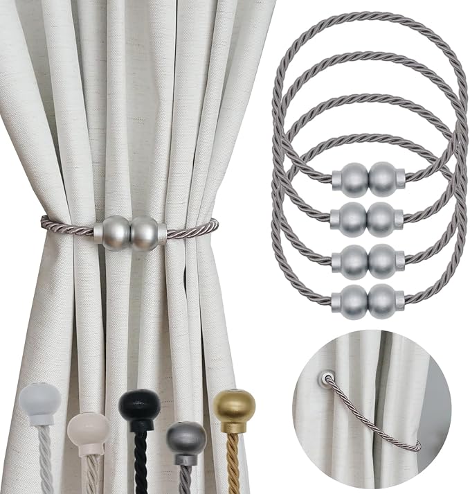 4 Pack Magnetic Curtain Tiebacks Modern Handmade Rope Curtain Tie Backs by HIASTRA