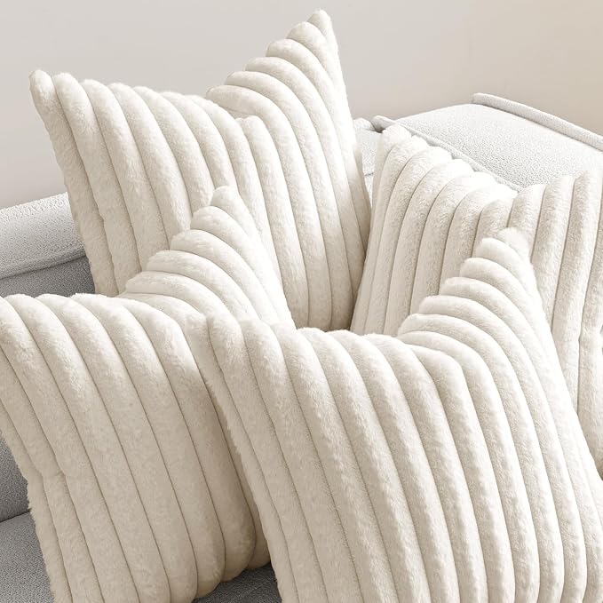 MIULEE Faux Fur Plush Decorative Throw Pillow Covers 18x18 Set of 4, Spring - Image 6