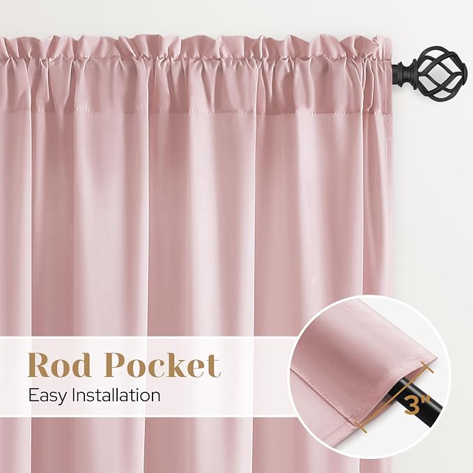 HOMEIDEAS Non-See-Through Light Pink Privacy Sheer Curtains, 52 X 96 Inches - Image 5