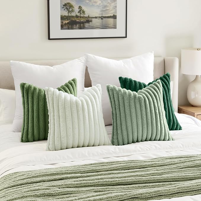 MIULEE Faux Fur Plush Decorative Throw Pillow Covers 18x18 Set of 4, Spring - Image 6