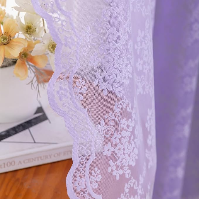 YJ YANJUN Vintage Lace Curtains 96 Inches Long-Victorian Floral Pattern - Image 5