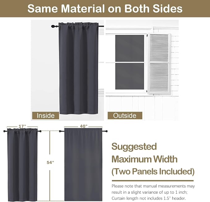 OVZME Charcoal Grey Blackout Curtains - Image 2