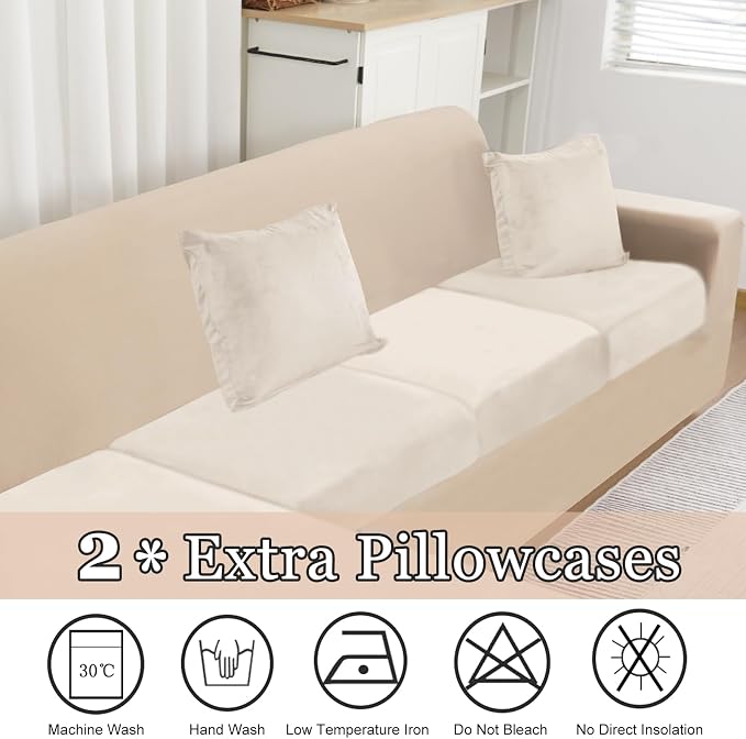 NAISI Sectional Couch Covers 8 Pieces Velvet Couch Cushion Covers L Shape Soft - Image 6