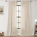 Apricot Linen Curtain 108 inch Length 2 Panels Set Back Tab Light Filtering by Jolilight