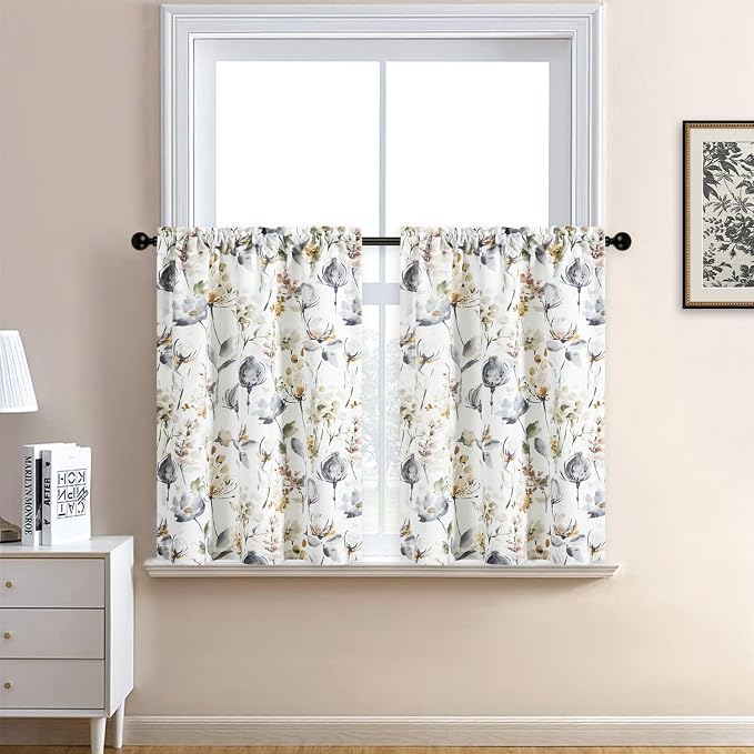 Leeva Linen Textured Print Tier Curtains by Leeva