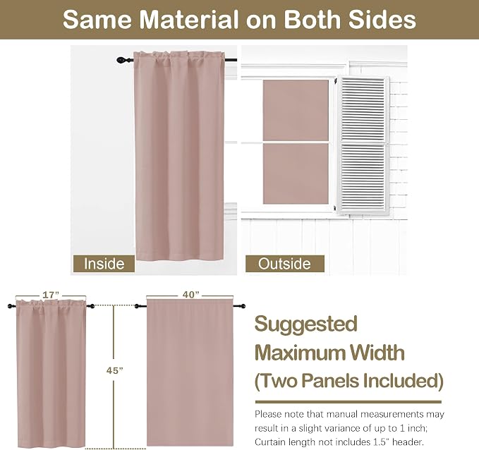 OVZME Blush Pink Short Blackout Curtains - Image 2