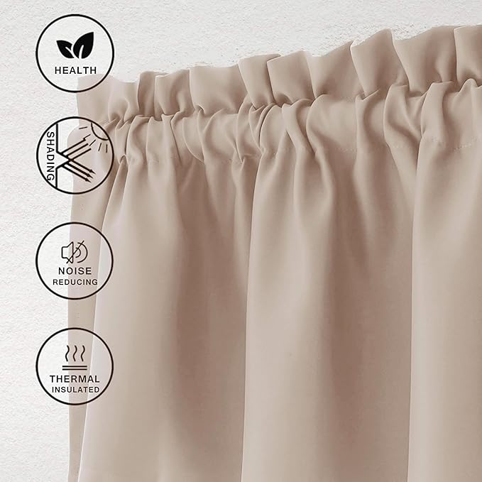 Hiasan Valance Curtains for Kitchen Blackout Thermal Insulated Solid Window - Image 2