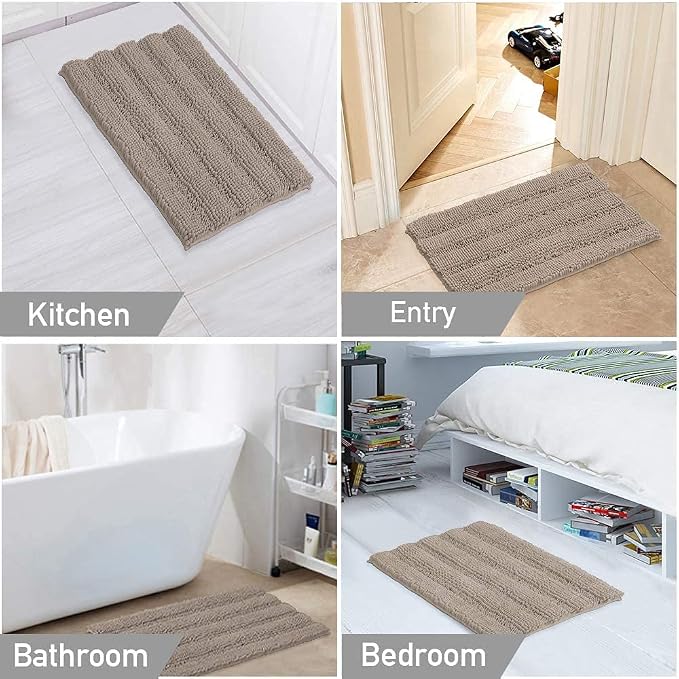 Turquoize Chenille Bathroom Rugs Set Non-Slip Bath Mats - Image 6