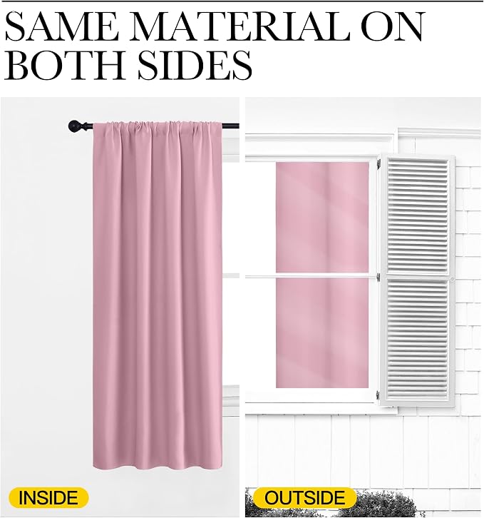 NICETOWN Window Curtains for Bedroom, Rouge Pink, 2 Panels, W42 x L48 -Inch - Image 5