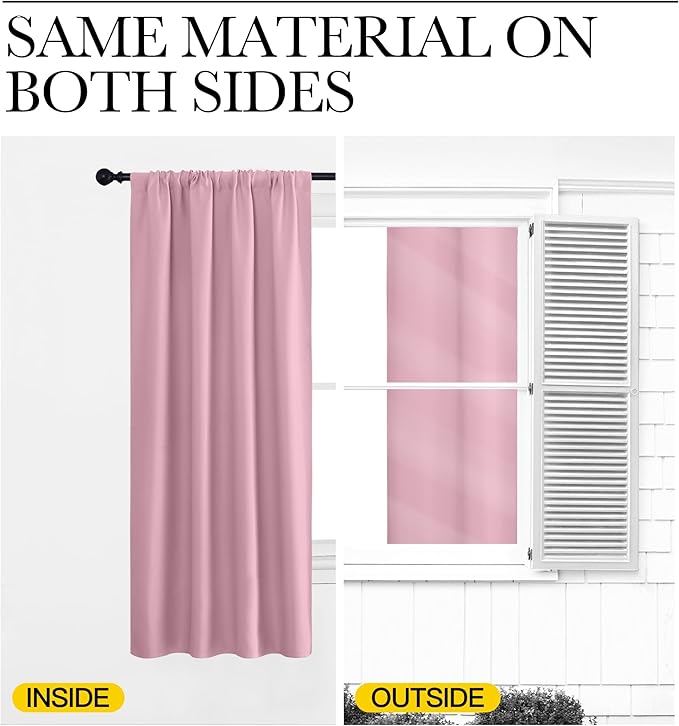 NICETOWN Blackout Curtains Window Draperies, Rouge Pink, 70 by 95 inches Long - Image 5