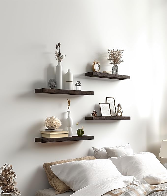 PHPH Wood Floating Shelves for Wall, Wooden Wall Shelves for Bedroom - Image 7