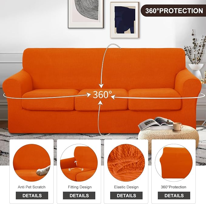 U-NICE HOME 4 Pieces Stretch Couch Cover Sofa Cover Washable Sofa Slipcover - Image 4