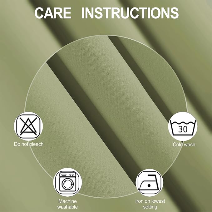 LEMOMO Blackout Curtains 42 x 63 inch/Sage Green Curtains Set of 2 - Image 4